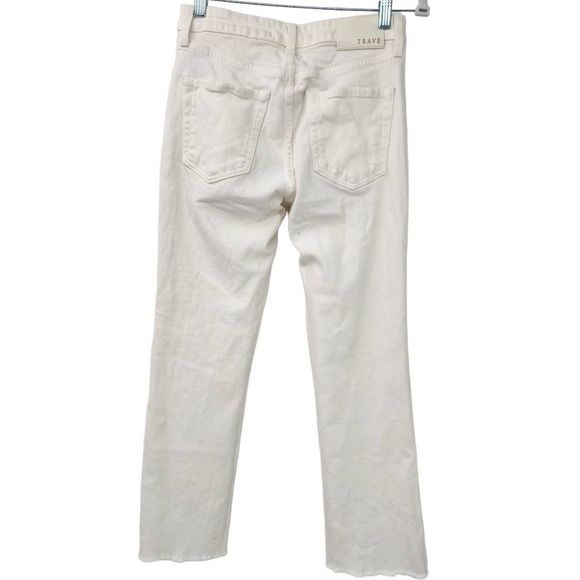 TRAVE Denim Colette White Kick Flare Raw Hem Casual Jeans Size 26 - Picture 3 of 8